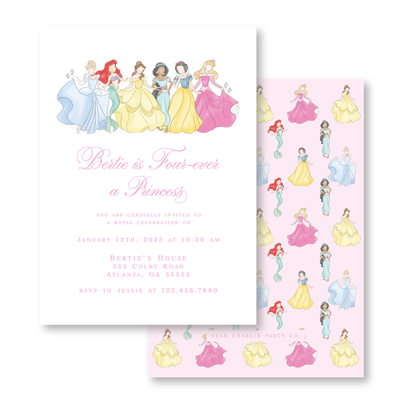 Royal Celebration Princess Birthday Invitation in Pink