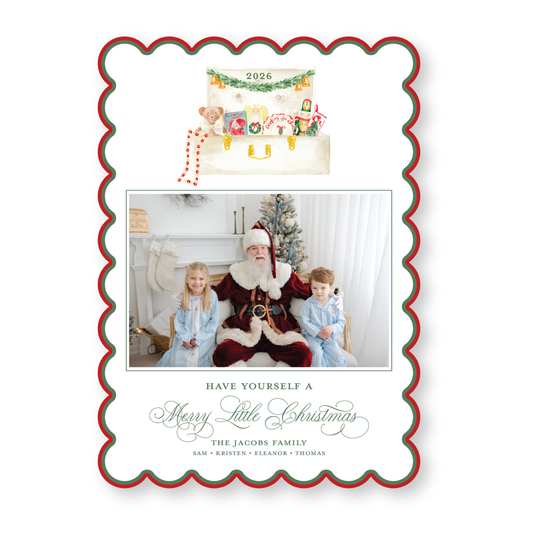 Keepsake Christmas Scallop Card | 5x7 Holiday Photo Card with Envelope