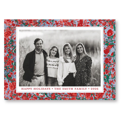 Merry Marble Green Blue and Red Horizontal | 2026 Holiday Card