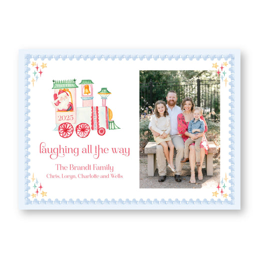 Northbound Noel, Santa Train Horizontal | 5x7 Holiday Photo Card with Envelope