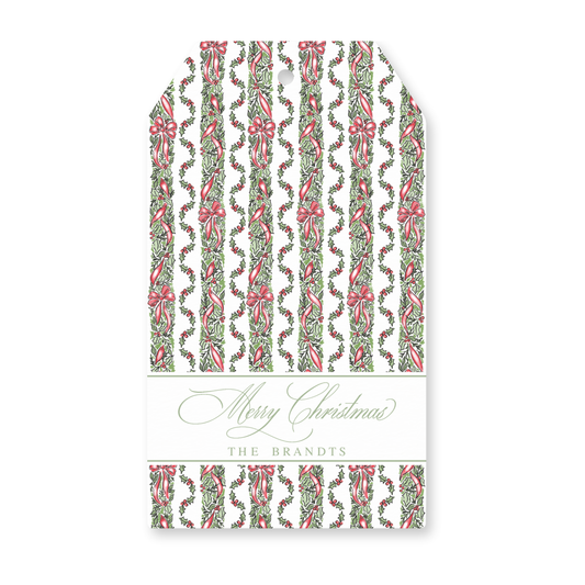 a christmas card with a red and green design