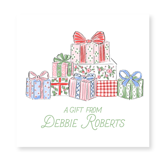 a gift from debie roberts card with presents