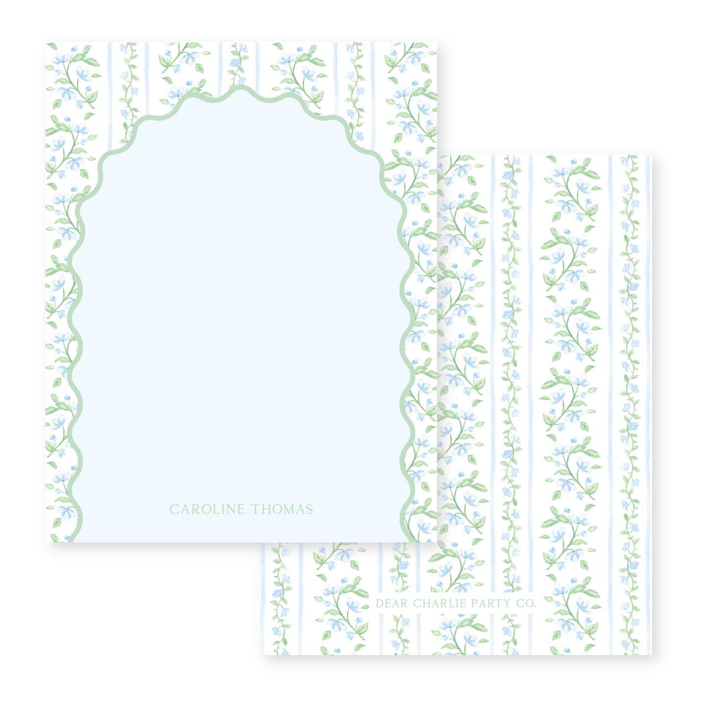 Wavy Striped Floral Pattern Vertical Notecards
