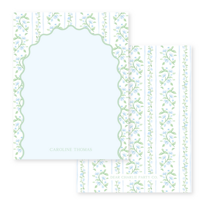 Wavy Striped Floral Pattern Vertical Notecards