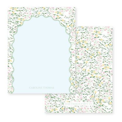 Wavy Floral Patterned Vertical Notecards