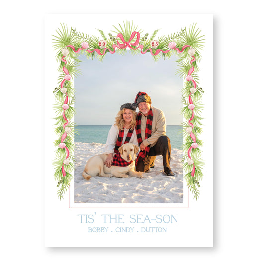 Holiday in the Sun Card in Red | 5x7 Holiday Photo Card with Envelope