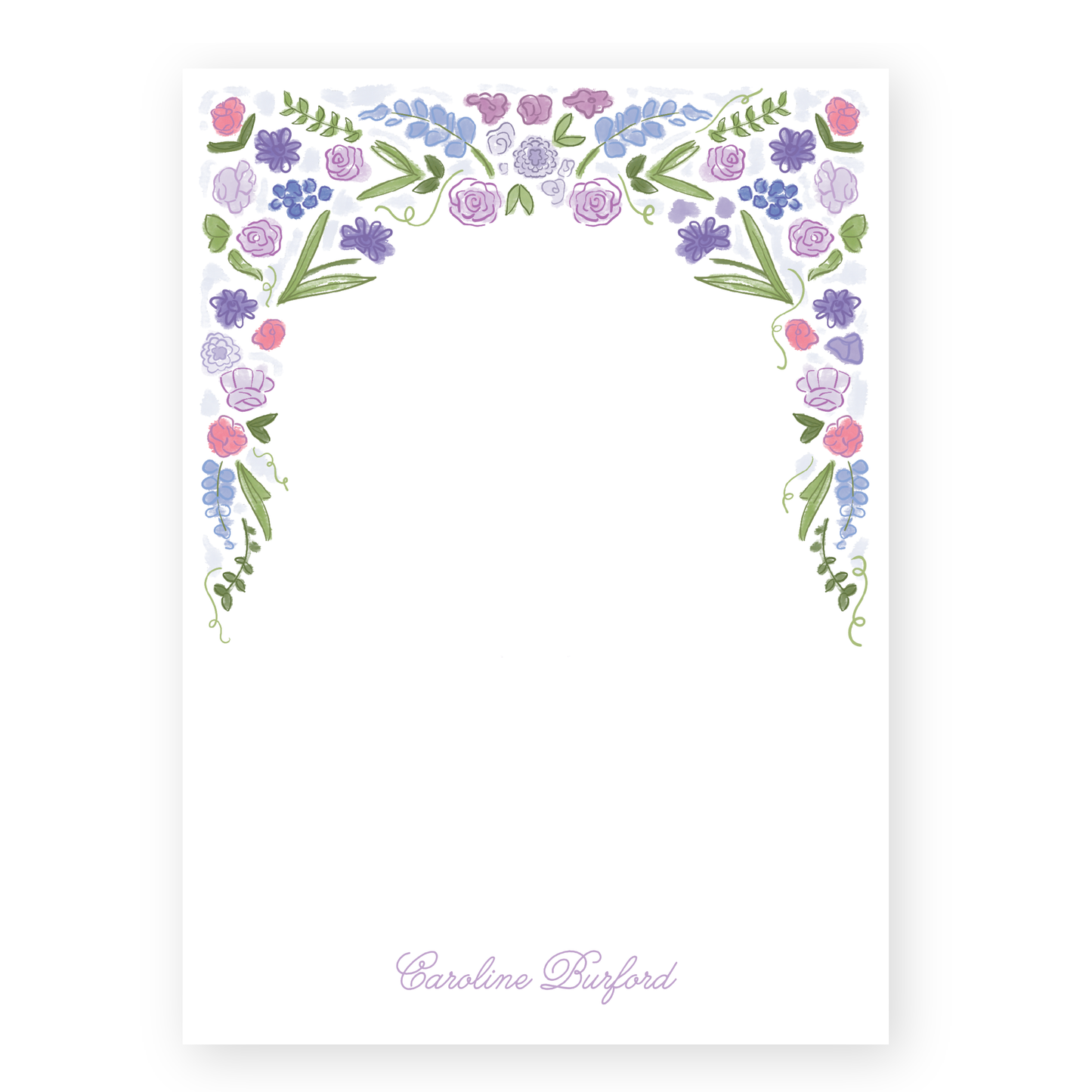 Purple Floral Header Personalized Notepad