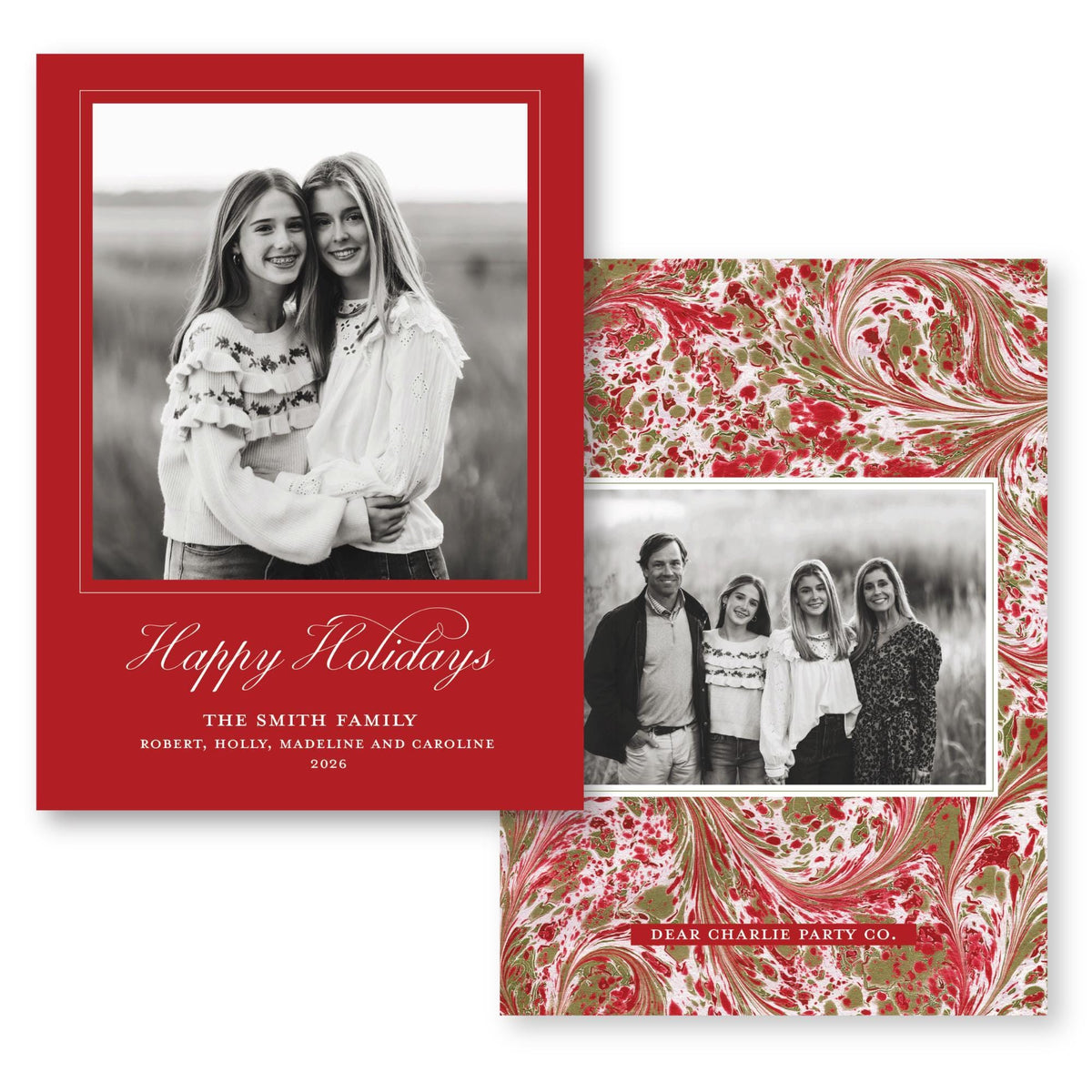 Merry Marble Traditional Classic Red | 2026 Holiday Card
