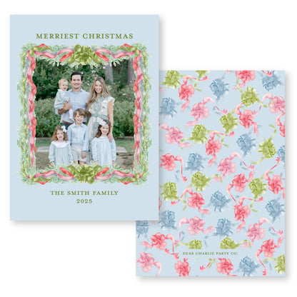 Velvet Trimmings in Blue | Holiday Photo Card