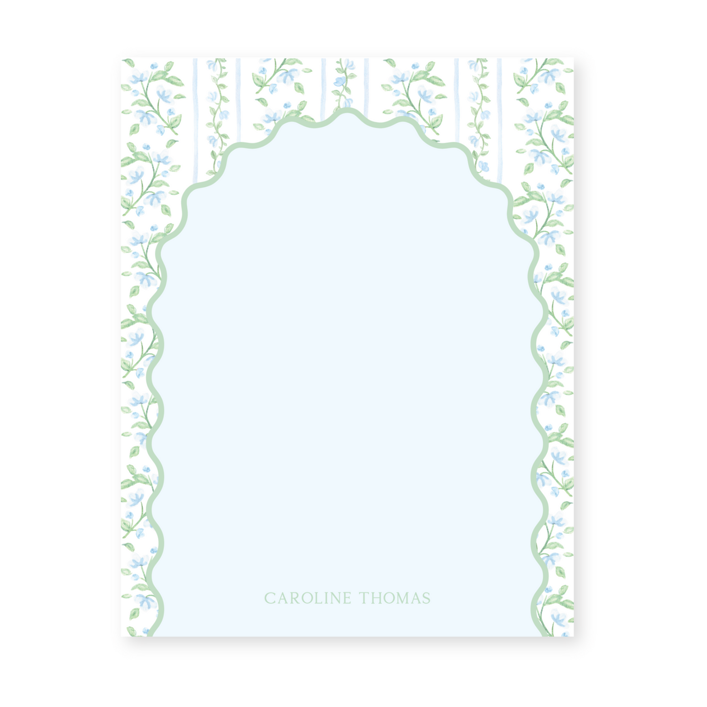 Wavy Striped Floral Pattern Vertical Notecards