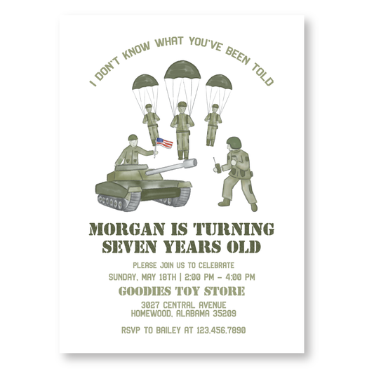 Army Themed Birthday Party Invitation