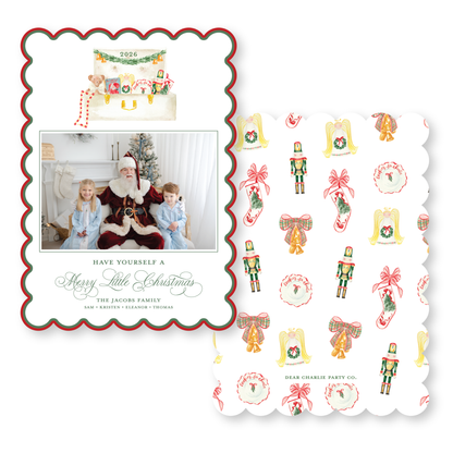 Keepsake Christmas Scallop Card | 5x7 Holiday Photo Card with Envelope
