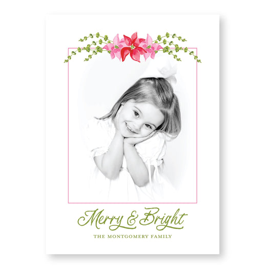 Petals and Pears Card in White | 5x7 Holiday Photo Card with Envelope