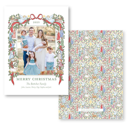 The Nativity Story in Red | 5x7 Holiday Photo Card with Envelope