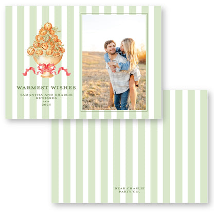Striped Citrus Holiday Card | 5x7 Holiday Photo Card with Envelope