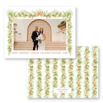 Holiday in the Sun Card in Orange Horizontal | 5x7 Holiday Photo Card with Envelope