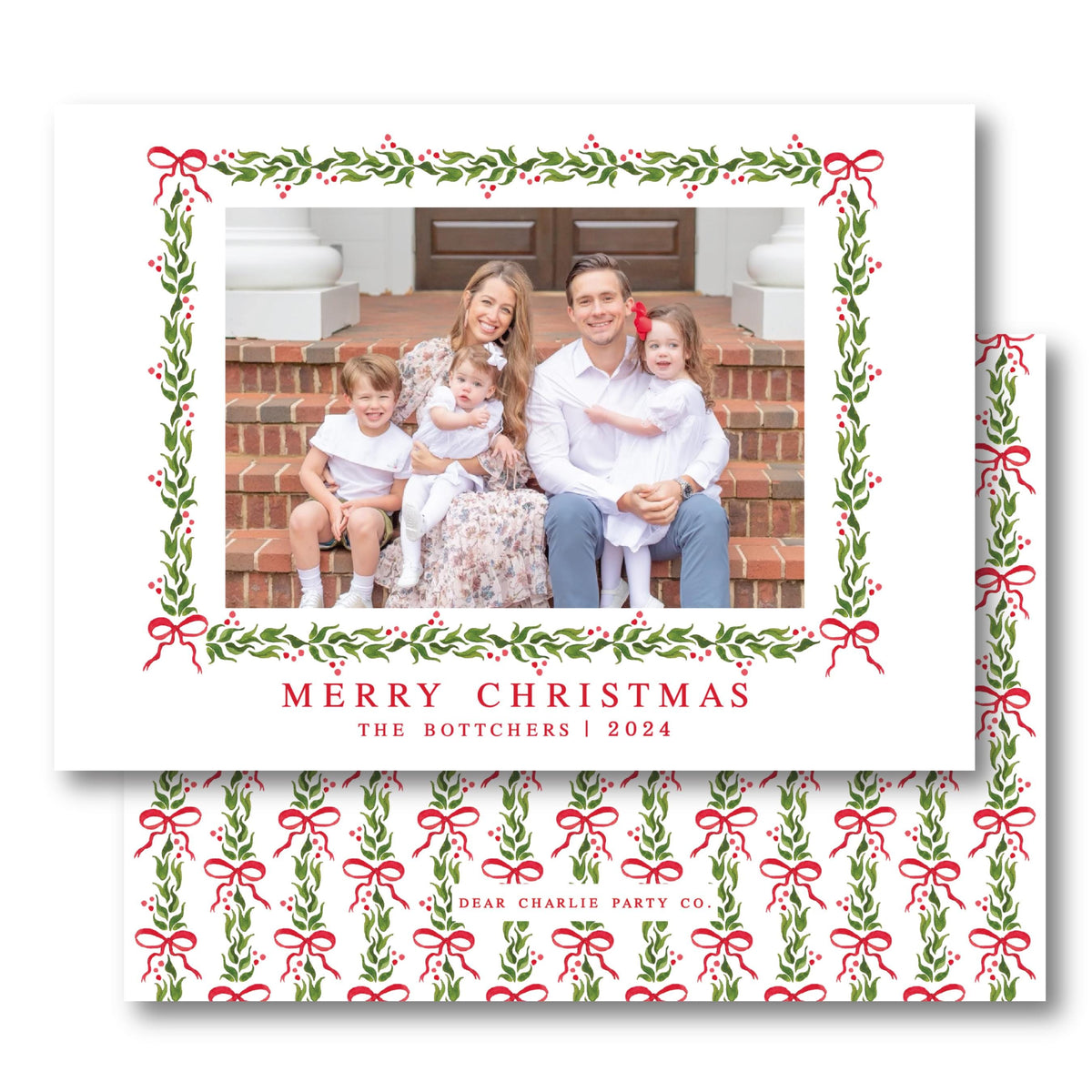a merry christmas card with a photo of a family