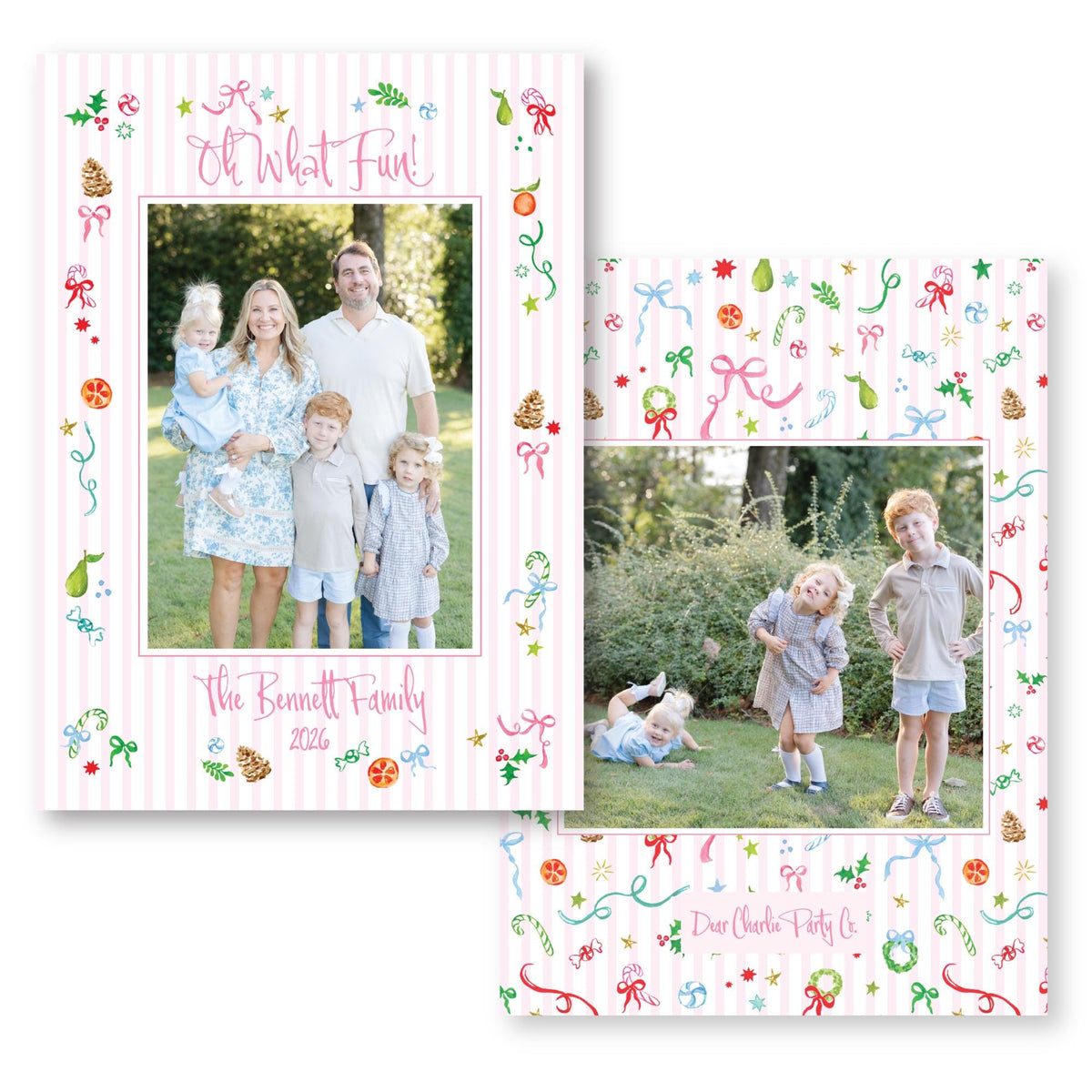 Christmas Confetti Stripes | 5x7 Card with Envelope | 2026 Holiday Card