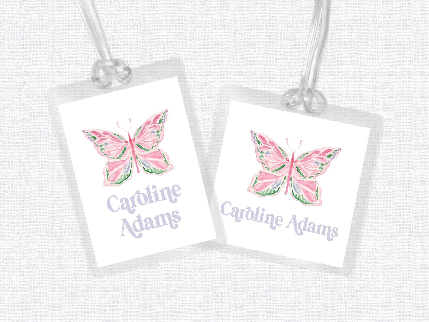 Butterfly Bag Tag, Luggage Tag, Laminated Bag Tag, Girl Bag Tag