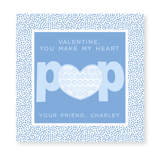 a blue and white card with the words you make my heart pop