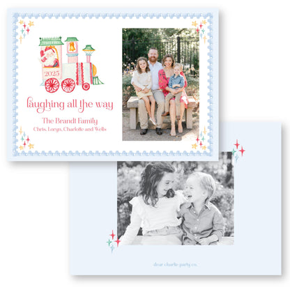 Northbound Noel, Santa Train Horizontal | 5x7 Holiday Photo Card with Envelope