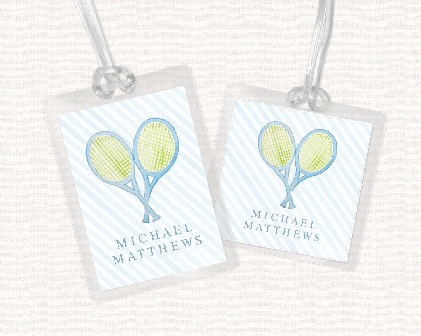 Tennis Bag Tag, Luggage Tag, Boys Bag Tag, Laminated Bag Tag