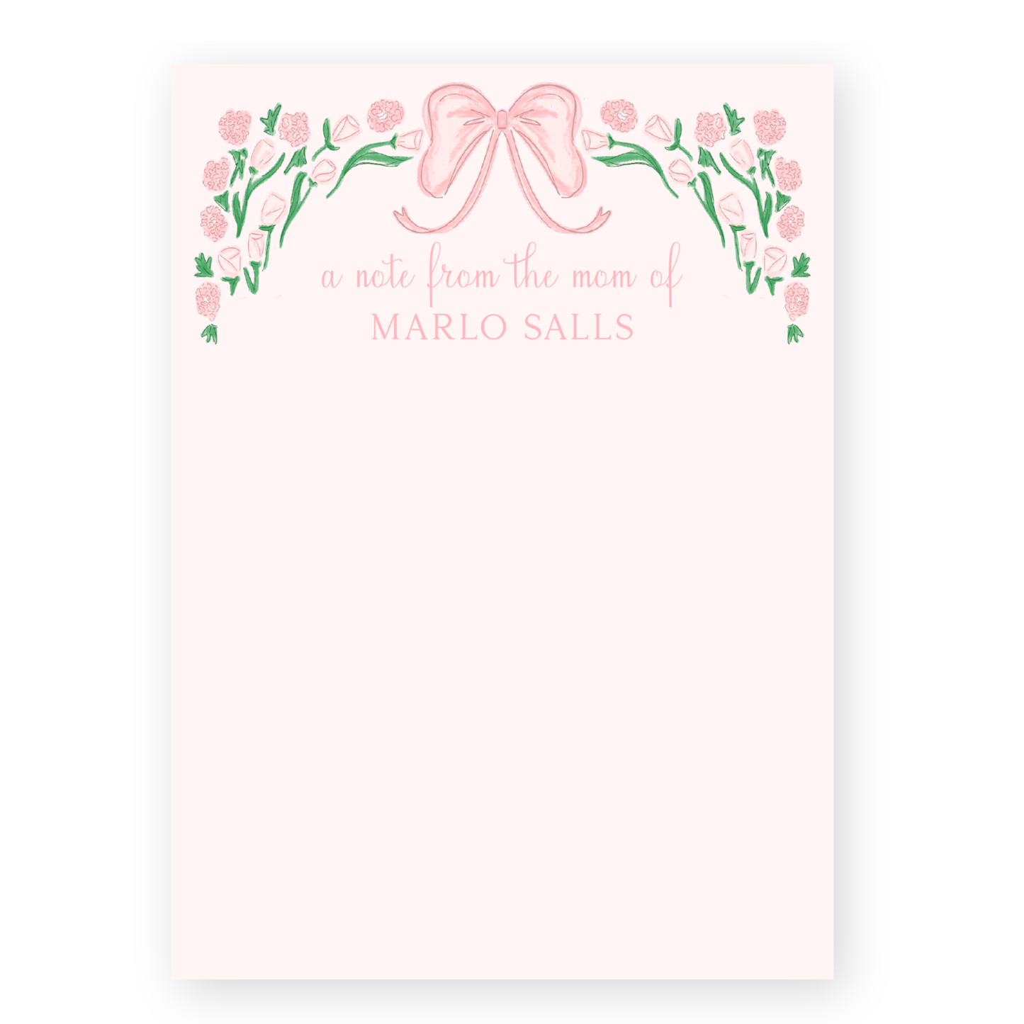 From the Mom of Floral Header Personalized Notepad