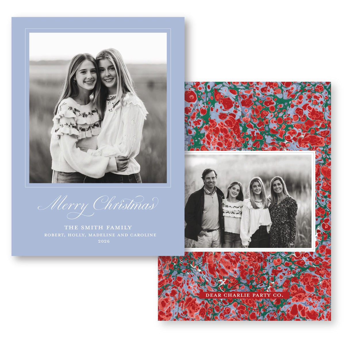 Merry Marble Green Blue and Red | 2026 Holiday Card