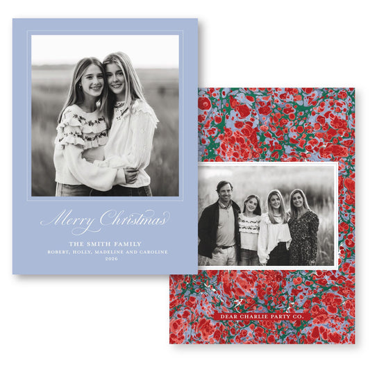 Merry Marble Green Blue and Red | 2026 Holiday Card