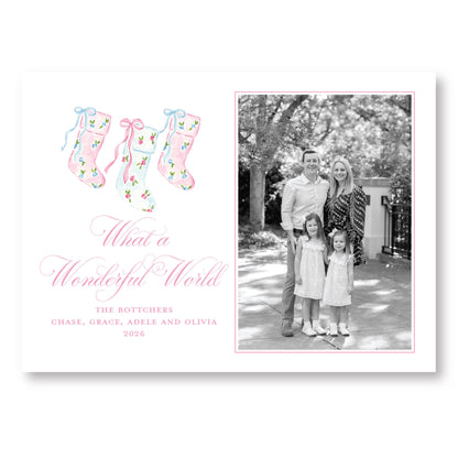 Pretty Little Christmas Stockings Card | 5x7 Holiday Photo Card with Envelope