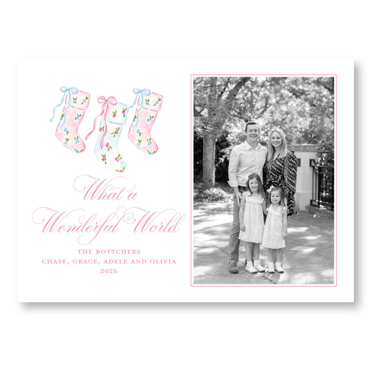 Pretty Little Christmas Stockings Card | 5x7 Holiday Photo Card with Envelope