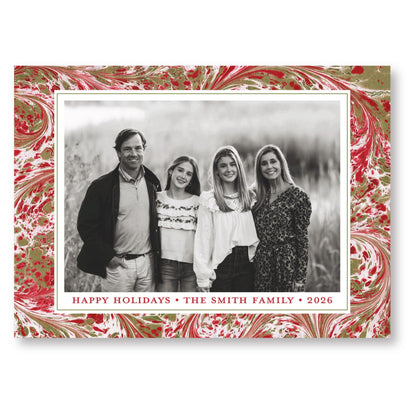 Merry Marble Traditional Horizontal | 2026 Holiday Card