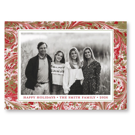 Merry Marble Traditional Horizontal | 2026 Holiday Card