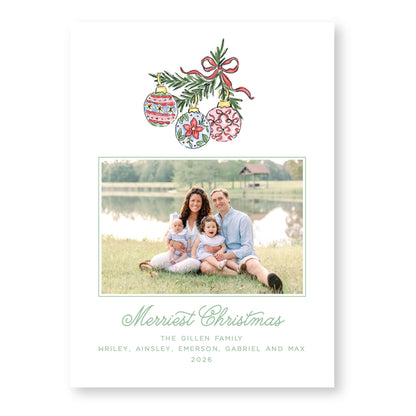 Bauble and Bright Horizontal Card | 5x7 Holiday Photo Card with Envelope