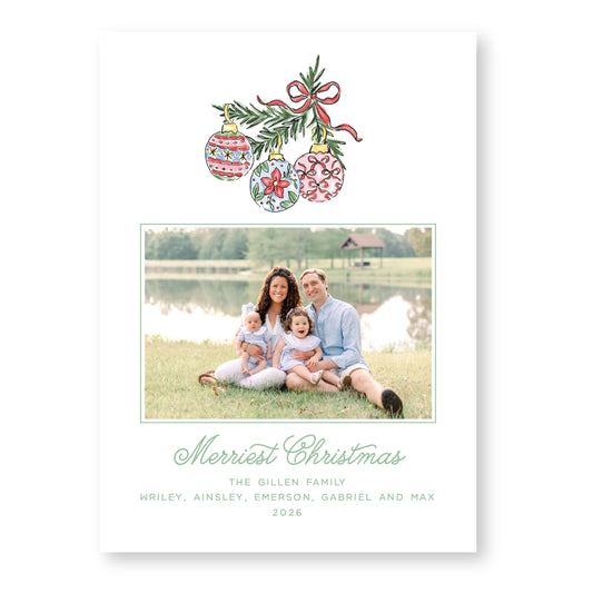 Bauble and Bright Horizontal Card | 5x7 Holiday Photo Card with Envelope
