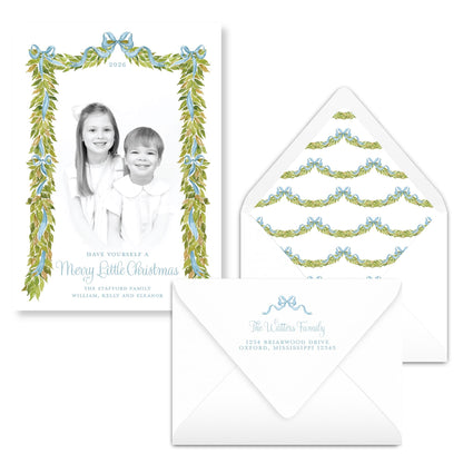 Merry Little Garland Blue Horizontal | 2026 Exclusive Art Holiday Card