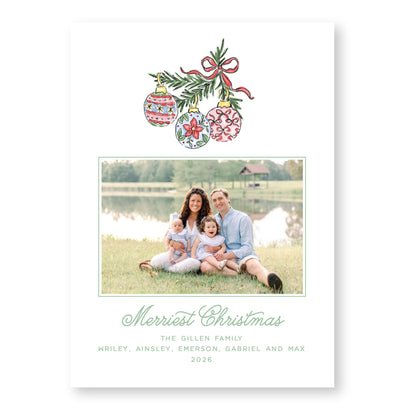 Bauble and Bright Horizontal Card | Holiday Photo Card