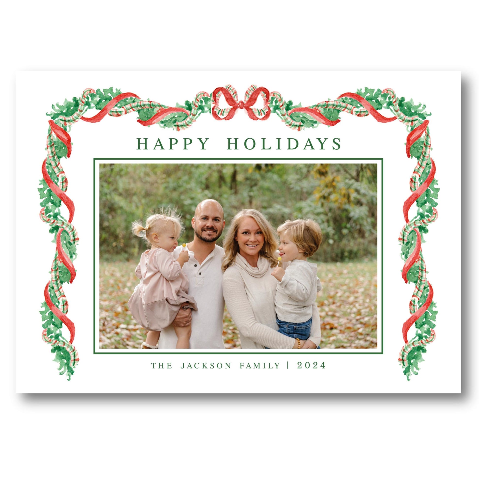 a holiday card with an image of a family
