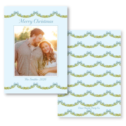 Merry Little Garland Border Blue | 2026 Exclusive Art Holiday Card