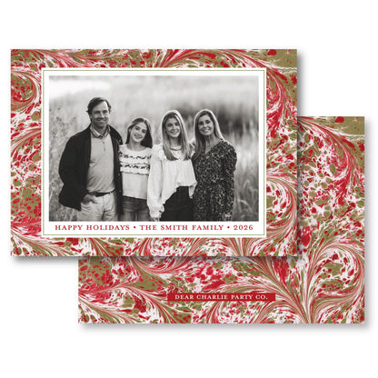 Merry Marble Traditional Horizontal | 2026 Holiday Card