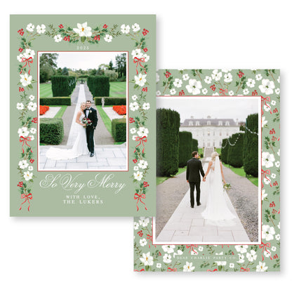 Merry Magnolias in Red | 5x7 Holiday Photo Card with Envelope
