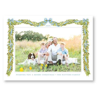 Merry Little Garland Blue Horizontal | 2026 Exclusive Art Holiday Card