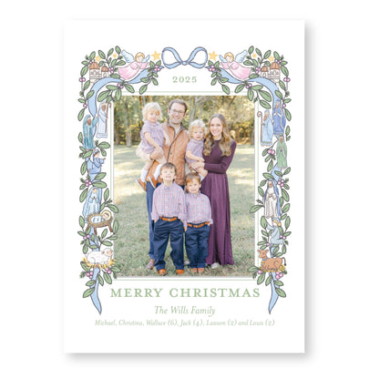 The Nativity Story Pale Blue | 5x7 Holiday Photo Card with Envelope