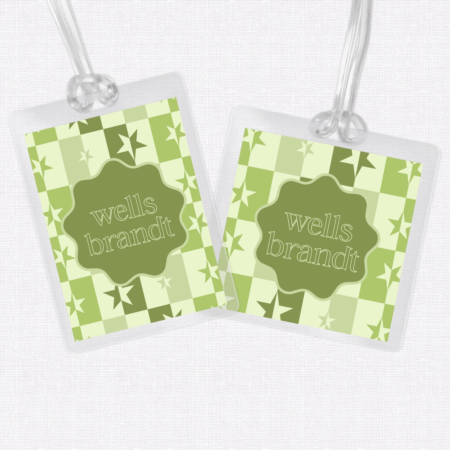 Green Star Bag Tag, Luggage Tag, Laminated Bag Tag