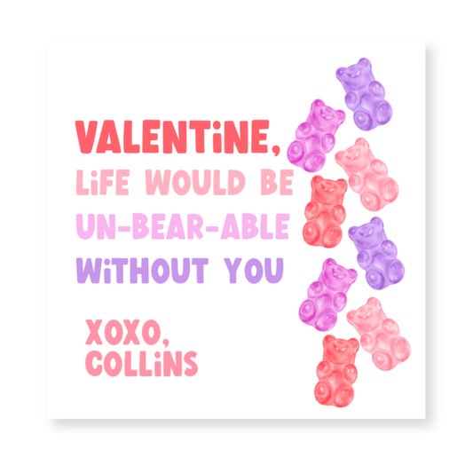 Gummy Bear Valentine Gift Tag