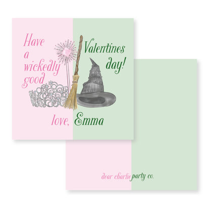 Wicked Witch, Good Witch Pink and Green Valentines Gift Tag