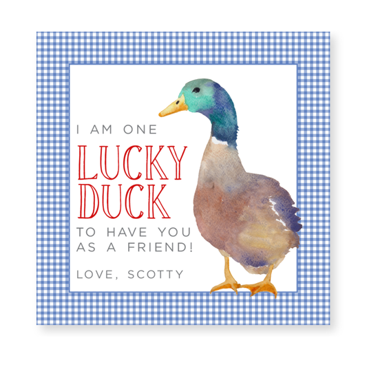 a card with a watercolor duck on it