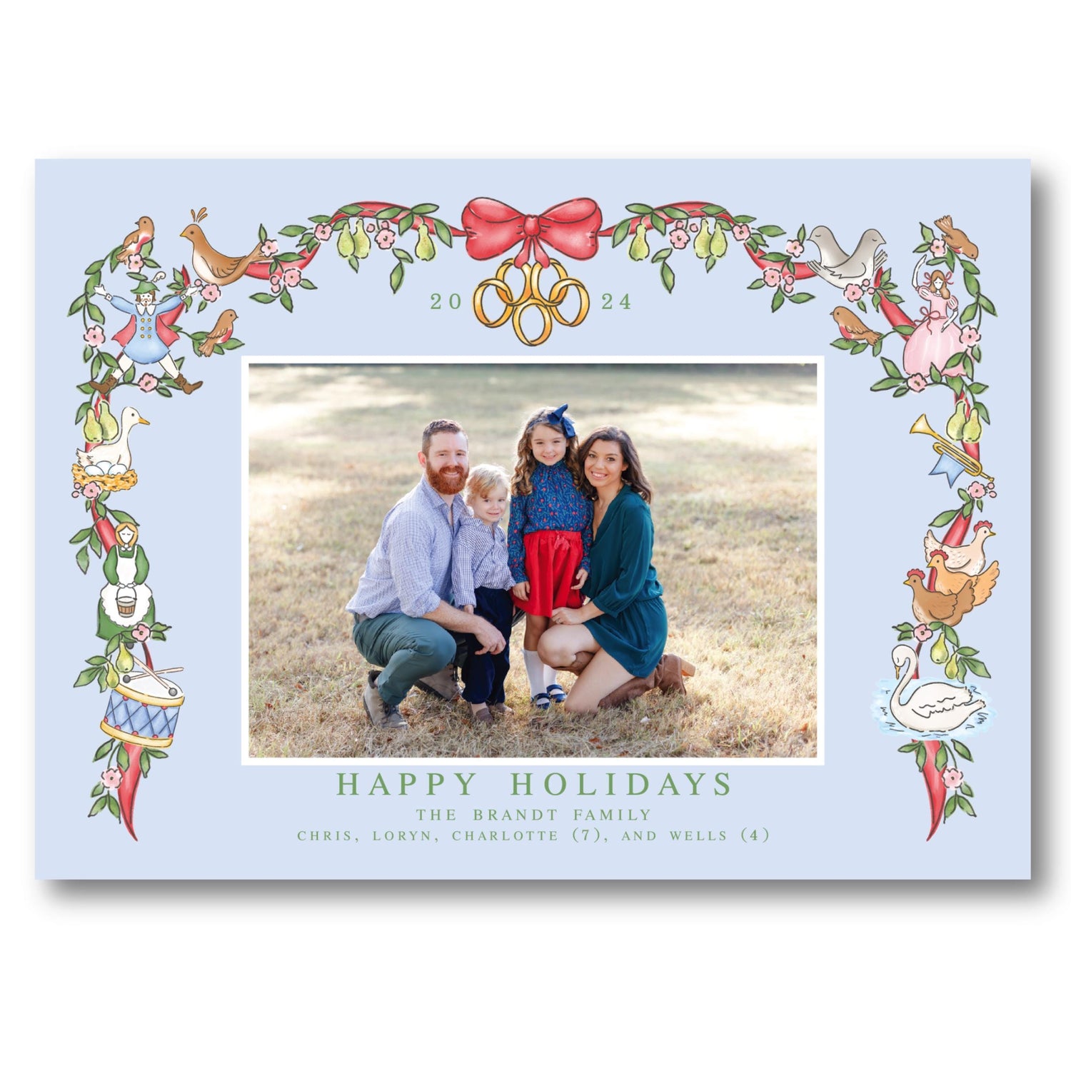 a holiday card with an image of a family