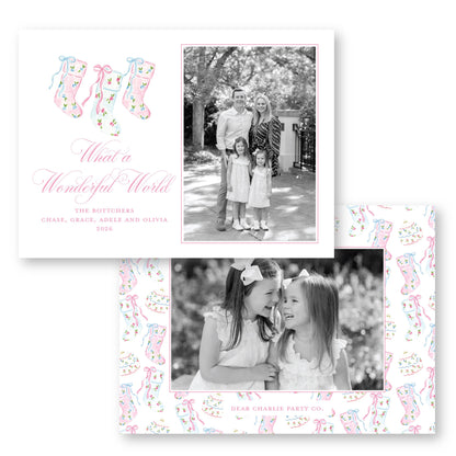 Pretty Little Christmas Stockings Card | 5x7 Holiday Photo Card with Envelope