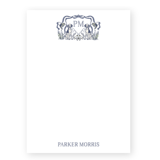 a white paper with a blue border on it